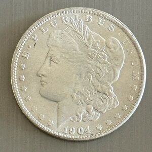 Antique 1904 AU+ U.S. Morgan Silver Dollar